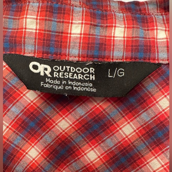 Outdoor Research Seapine Red Plaid Short Sleeve Button Up Shirt Size Large - Picture 2 of 8